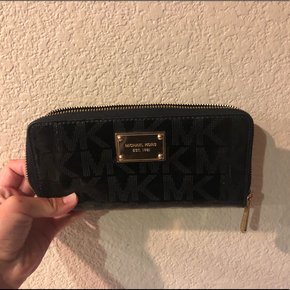 Black vinyl Michael Kors wallet